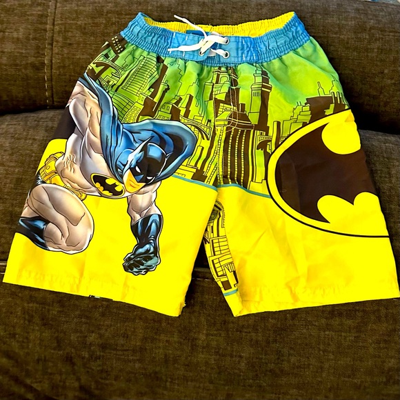 Batman DC Comics Swimming Trunks Shorts Elastic Waistband Size 5/6 Kids - Picture 1 of 9